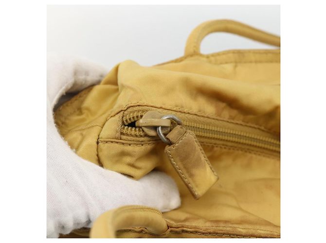 PRADA Borsa a mano in nylon gialla argento autentica 174791 Giallo - vista 10