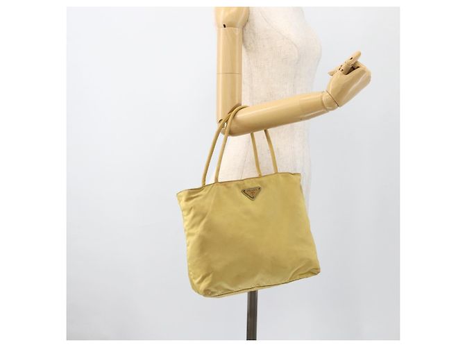 PRADA Borsa a mano in nylon gialla argento autentica 174791 Giallo - vista 23
