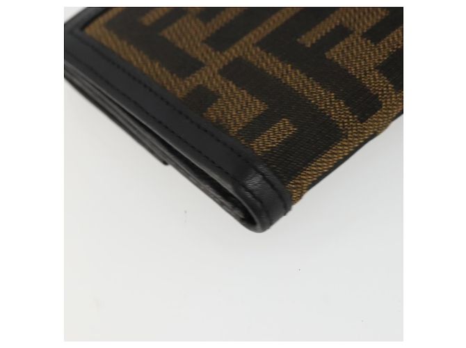 FENDI Cartera Larga de Lona Zucca Negra Marrón Auth am11263A Castaño Negro - vista 14