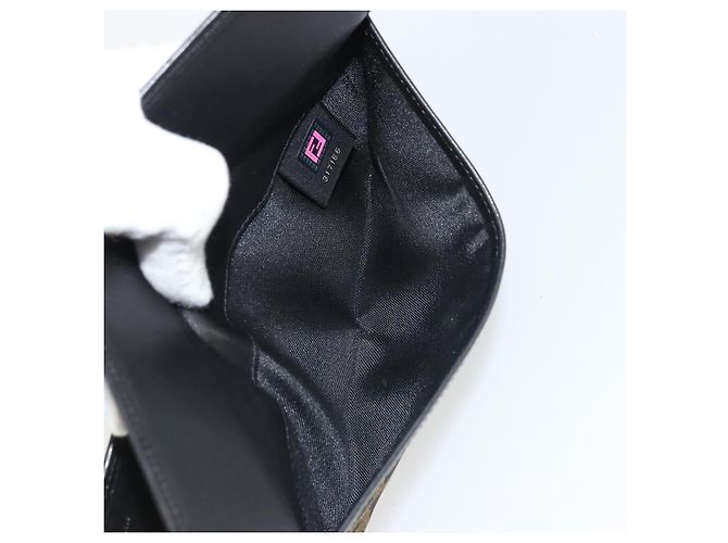 FENDI Cartera Larga de Lona Zucca Negra Marrón Auth am11263A Castaño Negro - vista 17