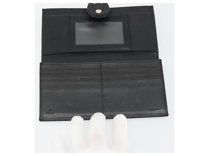 FENDI Cartera Larga de Lona Zucca Negra Marrón Auth am11263A Castaño Negro - vista 20