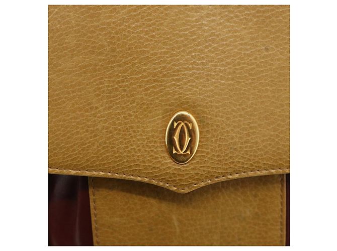 Borsa a Spalla Cartier in Pelle Beige Oro Auth hk3586 D'oro - vista 10