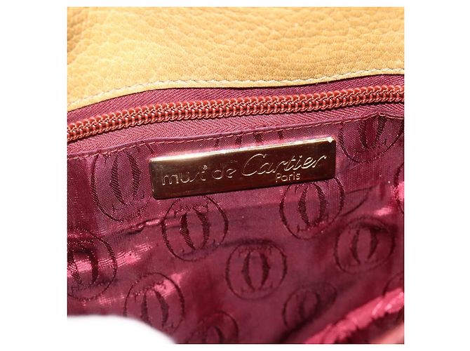 Borsa a Spalla Cartier in Pelle Beige Oro Auth hk3586 D'oro - vista 11