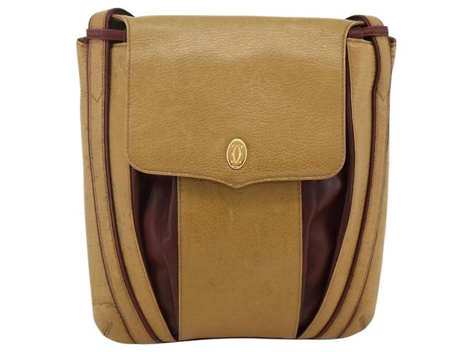 Borsa a Spalla Cartier in Pelle Beige Oro Auth hk3586 D'oro - vista 13