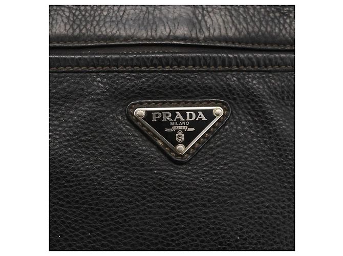 Borsa a Spalla in Pelle Nera e Argento PRADA Auth ka3716 Nero - vista 18