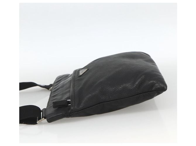 Borsa a Spalla in Pelle Nera e Argento PRADA Auth ka3716 Nero - vista 3
