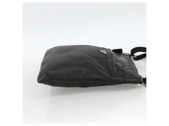 Borsa a Spalla in Pelle Nera e Argento PRADA Auth ka3716 Nero - vista 4