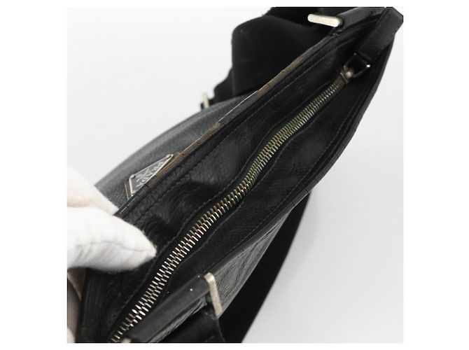 Borsa a Spalla in Pelle Nera e Argento PRADA Auth ka3716 Nero - vista 6