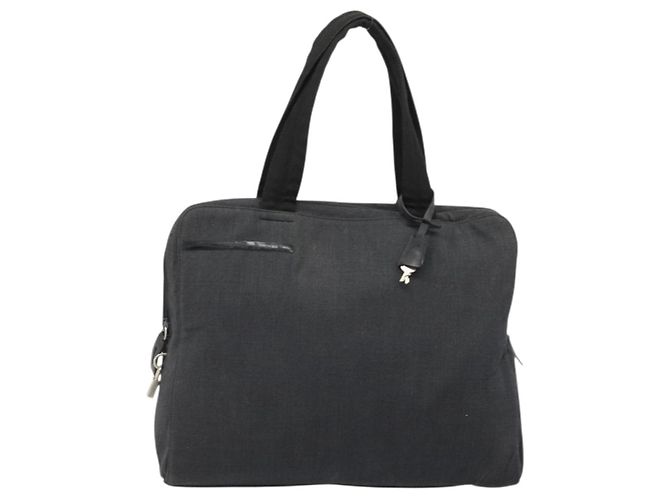 PRADA Borsa a Mano in Tela Argento Nero Auth 174853 - vista 13