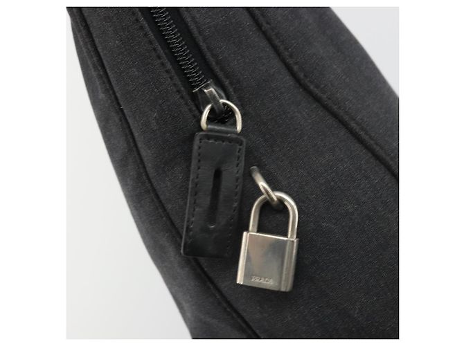 PRADA Borsa a Mano in Tela Argento Nero Auth 174853 - vista 18