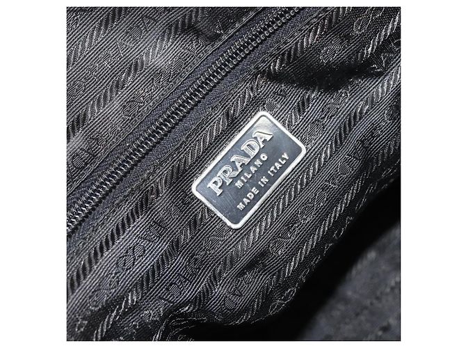 PRADA Borsa a Mano in Tela Argento Nero Auth 174853 - vista 19