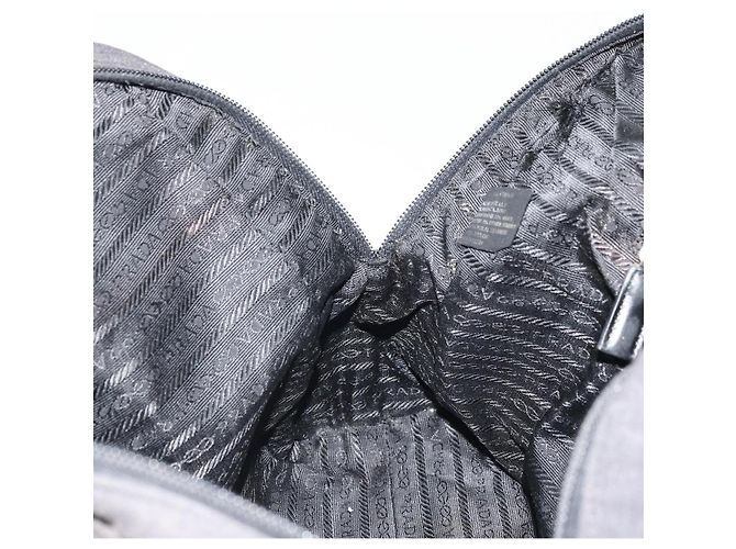 PRADA Borsa a Mano in Tela Argento Nero Auth 174853 - vista 21
