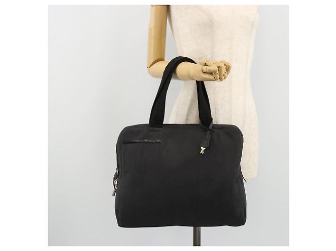 PRADA Borsa a Mano in Tela Argento Nero Auth 174853 - vista 24