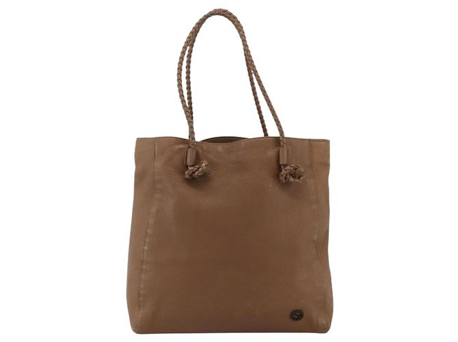Gucci Borsa Tote in pelle marrone con dettagli argento 267903 Auth ka3676 - vista 13