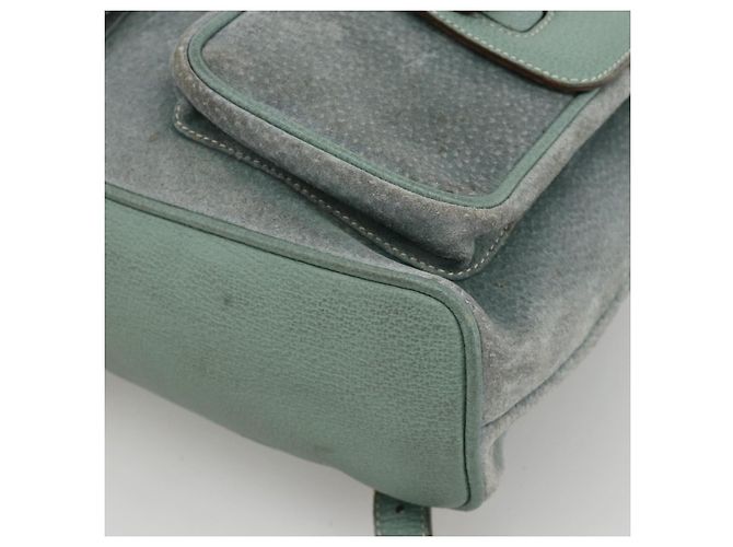 Bamboo Mochila de Bambu GUCCI Camurça Verde Ouro 003 2058 0016 Auth YKZ1452 Dourado - vista 10
