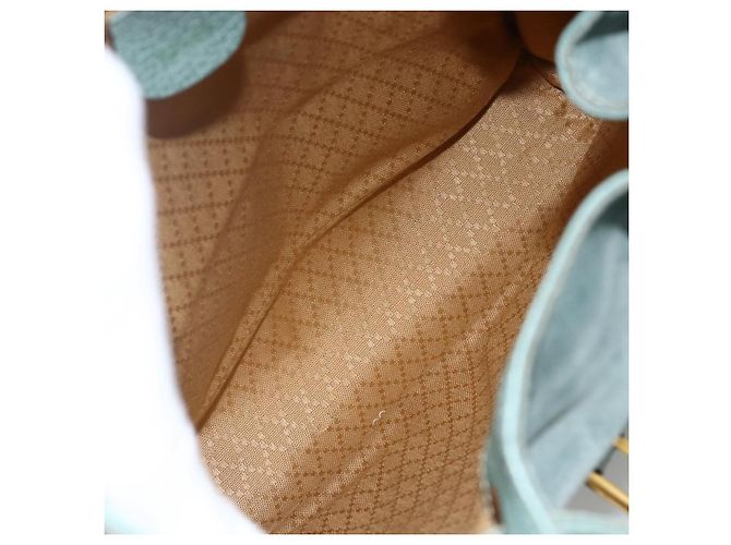 Bamboo Mochila de Bambu GUCCI Camurça Verde Ouro 003 2058 0016 Auth YKZ1452 Dourado - vista 11