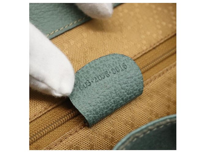 Bamboo Mochila de Bambu GUCCI Camurça Verde Ouro 003 2058 0016 Auth YKZ1452 Dourado - vista 12