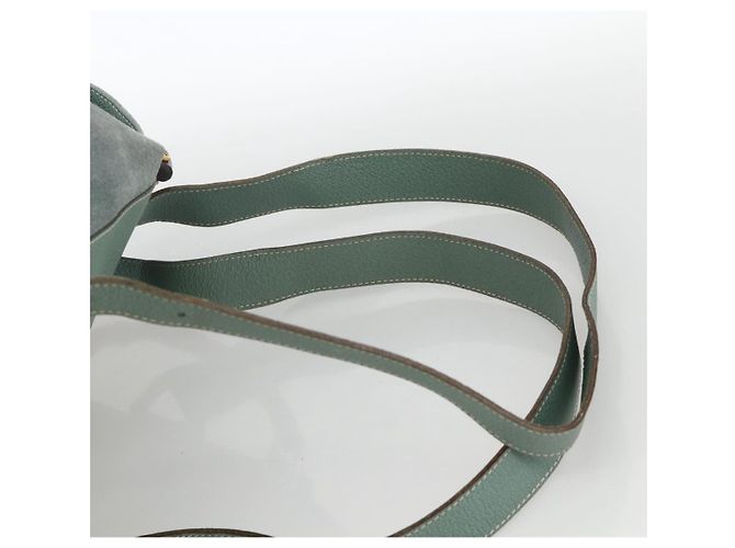 Bamboo Mochila de Bambu GUCCI Camurça Verde Ouro 003 2058 0016 Auth YKZ1452 Dourado - vista 14
