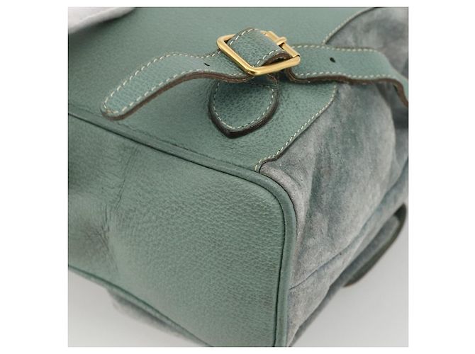 Bamboo Mochila de Bambu GUCCI Camurça Verde Ouro 003 2058 0016 Auth YKZ1452 Dourado - vista 16
