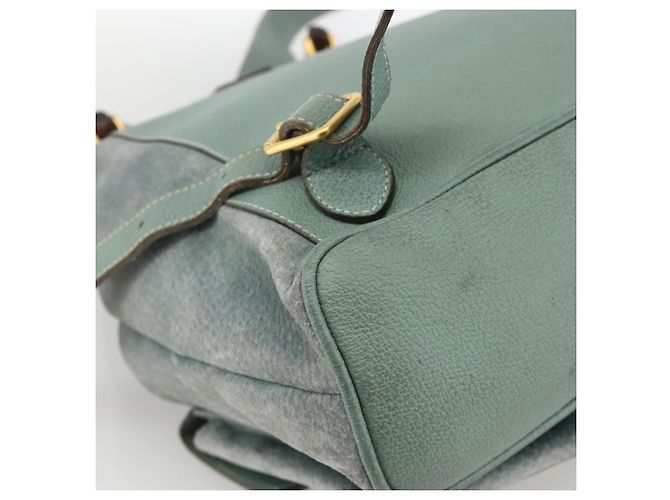 Bamboo Mochila de Bambu GUCCI Camurça Verde Ouro 003 2058 0016 Auth YKZ1452 Dourado - vista 17