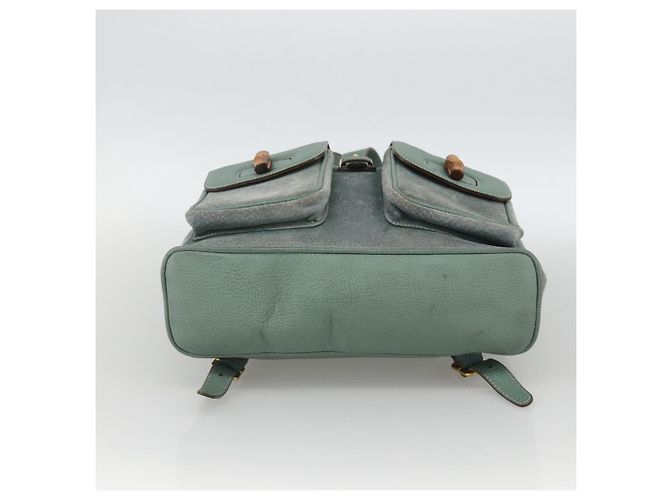 Bamboo Mochila de Bambu GUCCI Camurça Verde Ouro 003 2058 0016 Auth YKZ1452 Dourado - vista 5