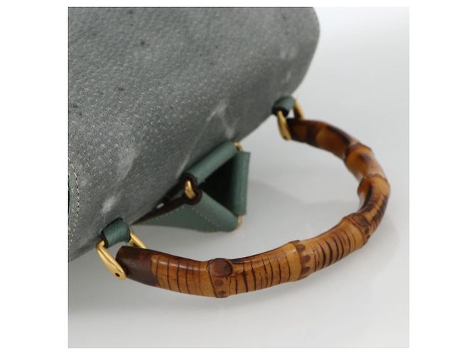 Bamboo Mochila de Bambu GUCCI Camurça Verde Ouro 003 2058 0016 Auth YKZ1452 Dourado - vista 7