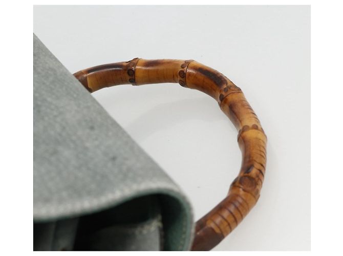 Bamboo Mochila de Bambu GUCCI Camurça Verde Ouro 003 2058 0016 Auth YKZ1452 Dourado - vista 8