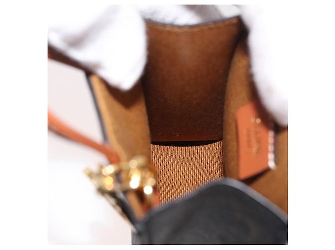 Céline CELINE Triomphe Tela Micro Vertical Cabas Charm PVC Marrone Oro Auth YKZ1019M D'oro - vista 16
