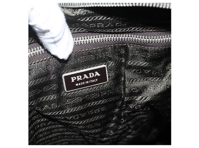 PRADA Borsa a Mano Nylon 2 vie Kaki Argento Auth mr2230 Cachi - vista 21