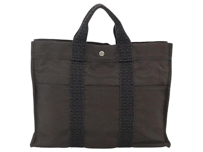 Hermès HERMES Handtasche Her Line MM aus Canvas Grau Auth YKZ1100 Braun - Ansicht 2