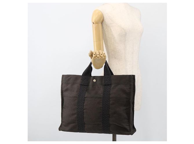 Hermès HERMES Handtasche Her Line MM aus Canvas Grau Auth YKZ1100 Braun - Ansicht 20
