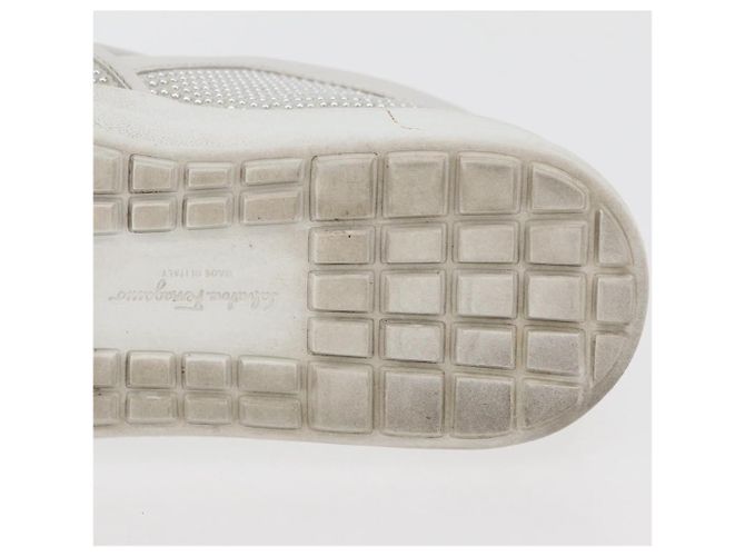 Salvatore Ferragamo Gancini Slipon Pelle 5 1/2 D Argento Auth 174632A - vista 10