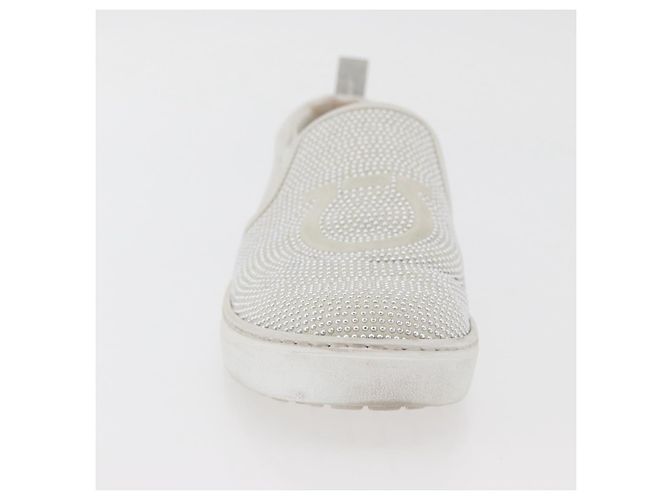 Salvatore Ferragamo Gancini Slipon Pelle 5 1/2 D Argento Auth 174632A - vista 11