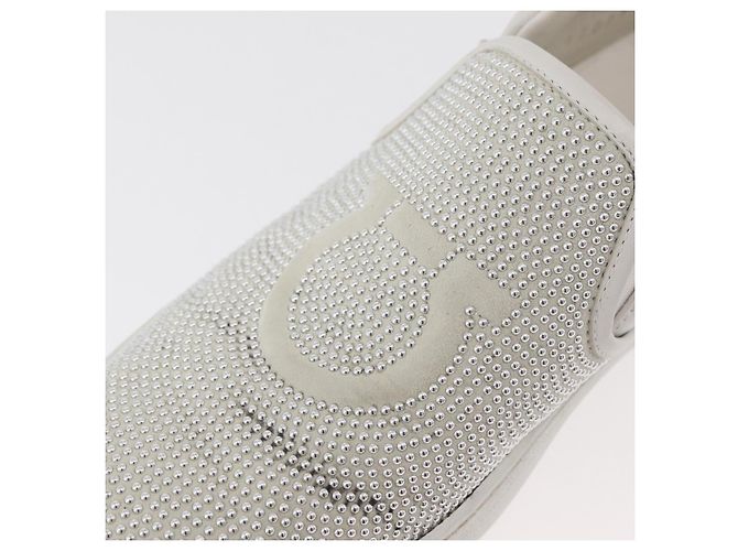 Salvatore Ferragamo Gancini Slipon Pelle 5 1/2 D Argento Auth 174632A - vista 13