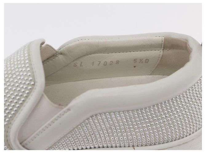 Salvatore Ferragamo Gancini Slipon Pelle 5 1/2 D Argento Auth 174632A - vista 15