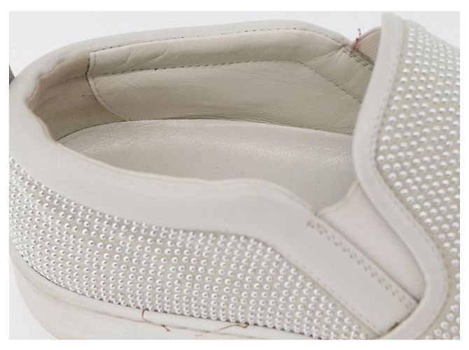 Salvatore Ferragamo Gancini Slipon Pelle 5 1/2 D Argento Auth 174632A - vista 16