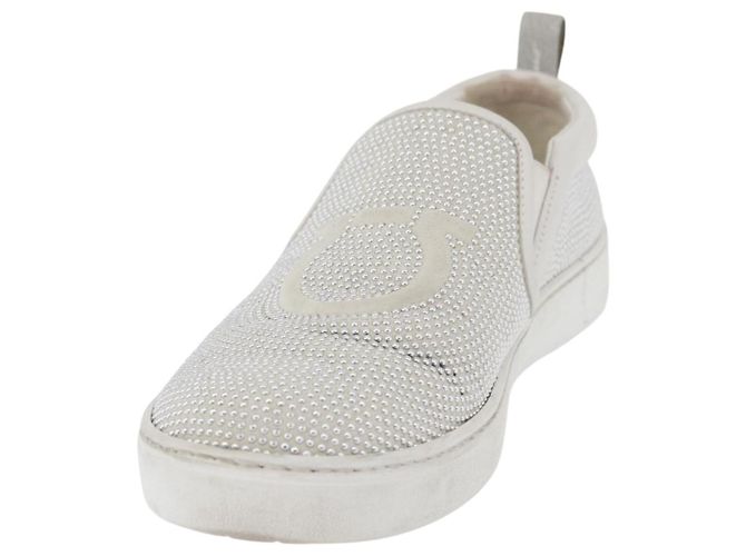 Salvatore Ferragamo Gancini Slipon Pelle 5 1/2 D Argento Auth 174632A - vista 2