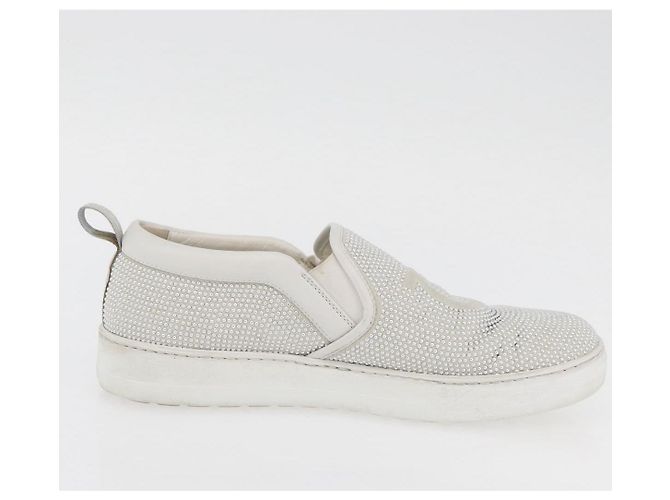 Salvatore Ferragamo Gancini Slipon Pelle 5 1/2 D Argento Auth 174632A - vista 22