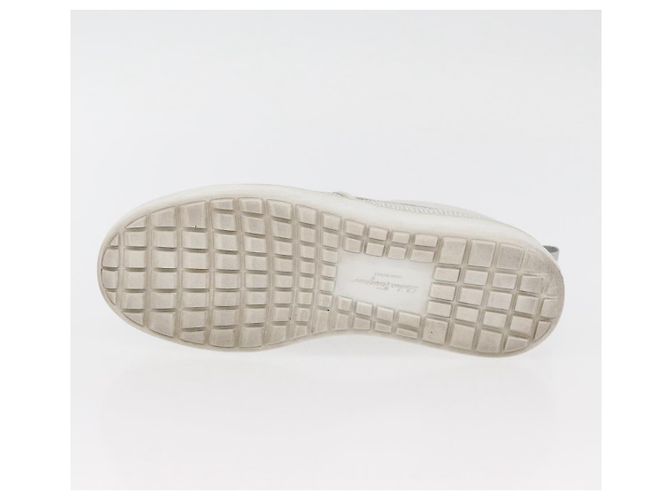 Salvatore Ferragamo Gancini Slipon Pelle 5 1/2 D Argento Auth 174632A - vista 25