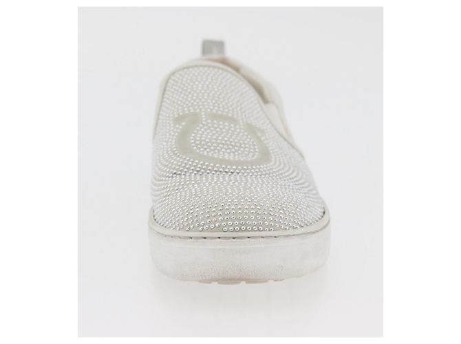 Salvatore Ferragamo Gancini Slipon Pelle 5 1/2 D Argento Auth 174632A - vista 29