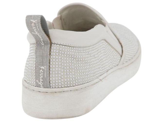 Salvatore Ferragamo Gancini Slipon Pelle 5 1/2 D Argento Auth 174632A - vista 3