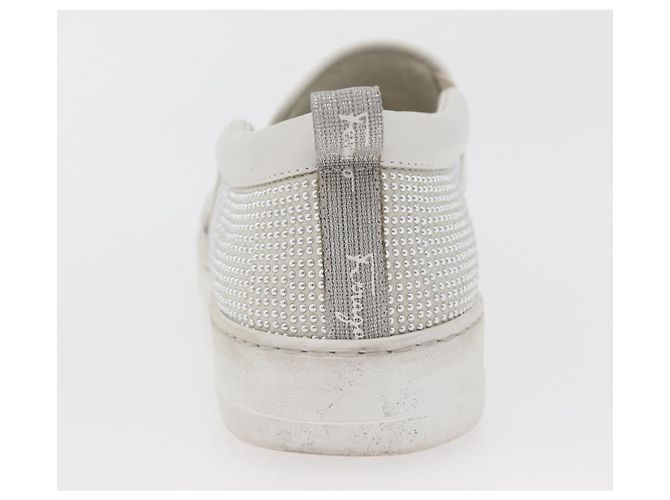 Salvatore Ferragamo Gancini Slipon Pelle 5 1/2 D Argento Auth 174632A - vista 30