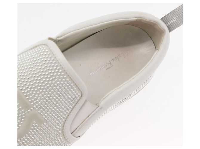 Salvatore Ferragamo Gancini Slipon Pelle 5 1/2 D Argento Auth 174632A - vista 31
