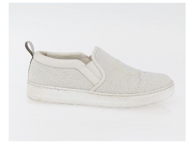 Salvatore Ferragamo Gancini Slipon Pelle 5 1/2 D Argento Auth 174632A - vista 4