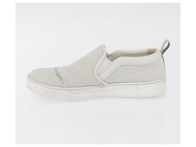Salvatore Ferragamo Gancini Slipon Pelle 5 1/2 D Argento Auth 174632A - vista 5