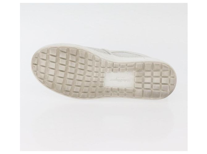 Salvatore Ferragamo Gancini Slipon Pelle 5 1/2 D Argento Auth 174632A - vista 7
