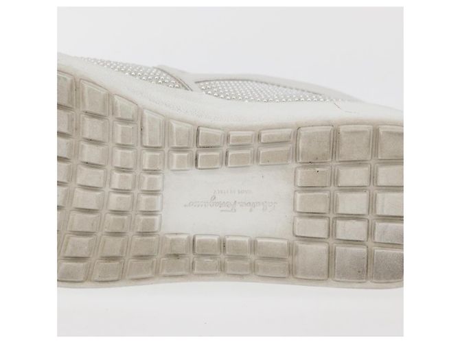 Salvatore Ferragamo Gancini Slipon Pelle 5 1/2 D Argento Auth 174632A - vista 9