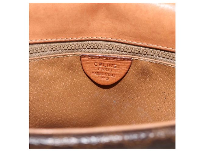 Céline Borsa a Spalla in Tela Macadam CELINE in Pelle PVC Marrone Oro Auth INZ100 D'oro - vista 12