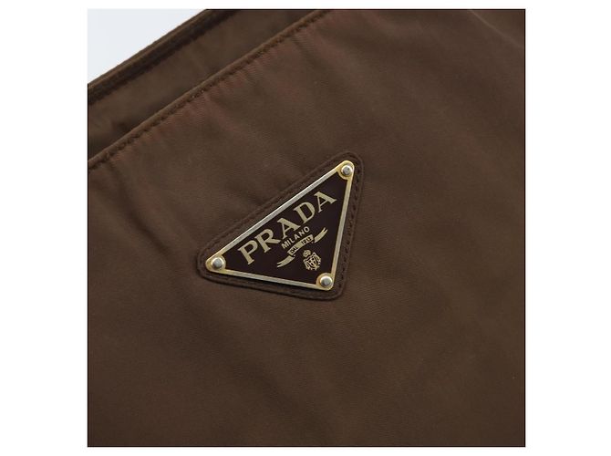 PRADA Borsa a mano con catena in nylon marrone oro Auth YKZ136 D'oro - vista 17