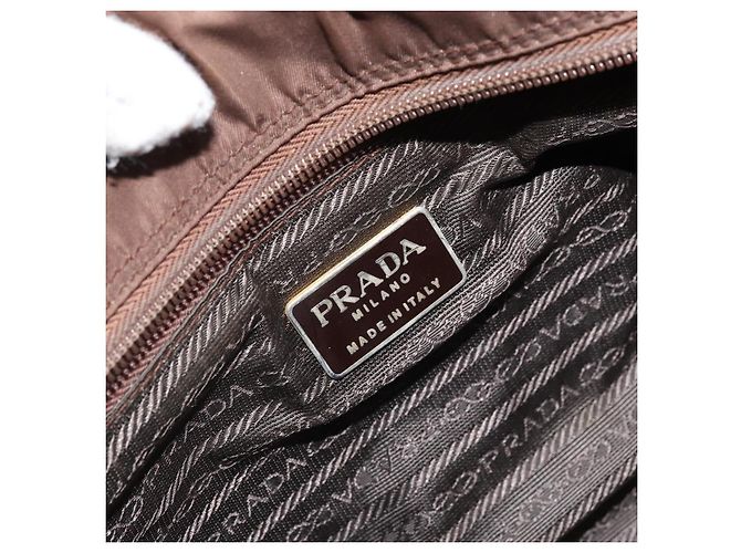PRADA Borsa a mano con catena in nylon marrone oro Auth YKZ136 D'oro - vista 18
